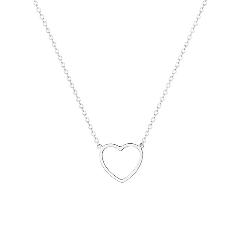 LATS Hollow Love Heart Pendant Necklaces for Women Men Couple 18K Gold Plated Stainless Steel Clavicle Chain Minimalist Jewelry