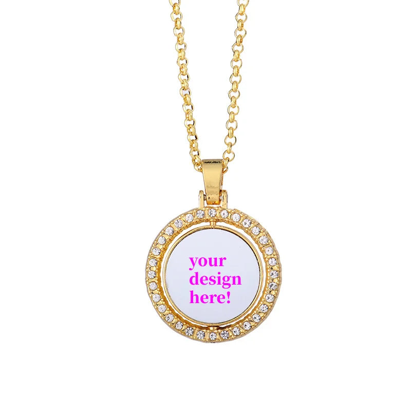 Custom Round Pendants Necklace Fashion Jewelry DIY Print Your Design Customize Birthday Anniversary Valentine's Day Gift