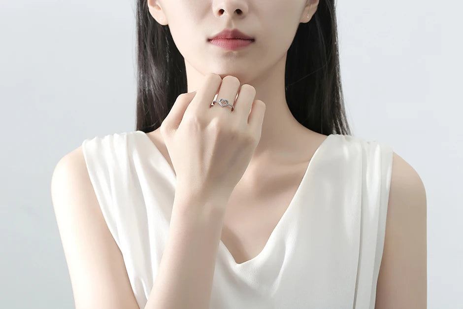 Original 925 Sterling Silver Rings For Women Love Heart Crown Wishbone Engagement Wedding Ring Rose Gold Luxury Jewelry Gift