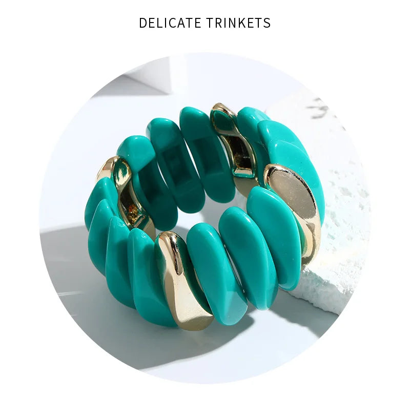 Wedding Wide Bracelet for Girls Charm Resin Bracelets Bangles For Women Luxury High Quality Fashion Jewelry Elastic Party Gifts
