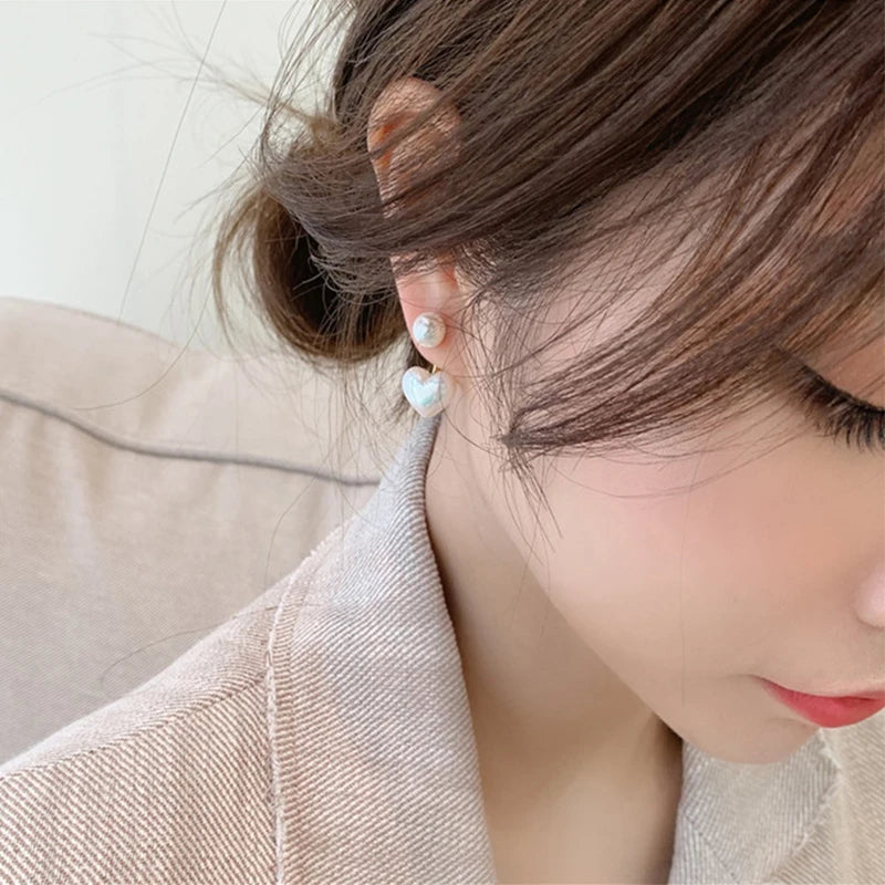 New Fashion love Heart Pearl Earrings for Women Sweet Elegant Temperament Drop Earring Trend Jewelry Accessories