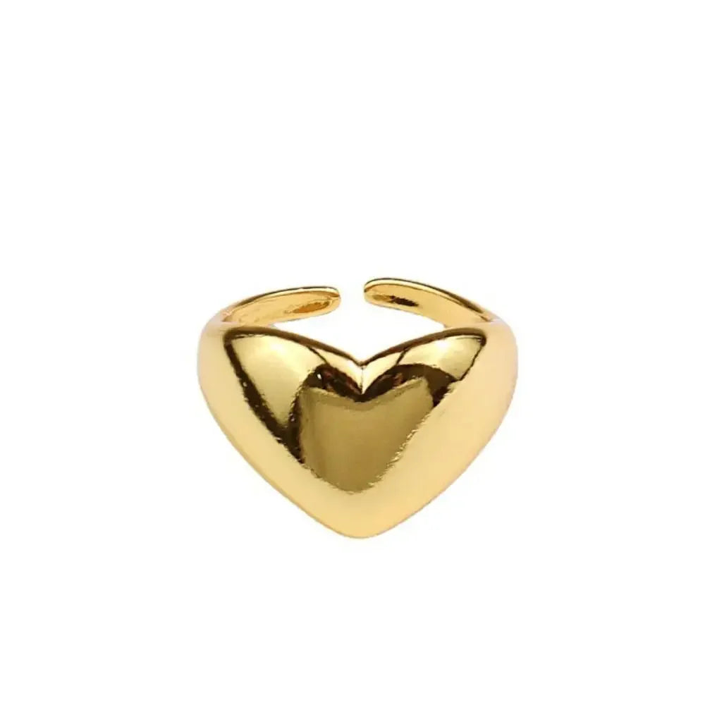 Simple Smooth Metal Heart Ring for Women Men  Trendy Elegant Party Jewelry Gifts