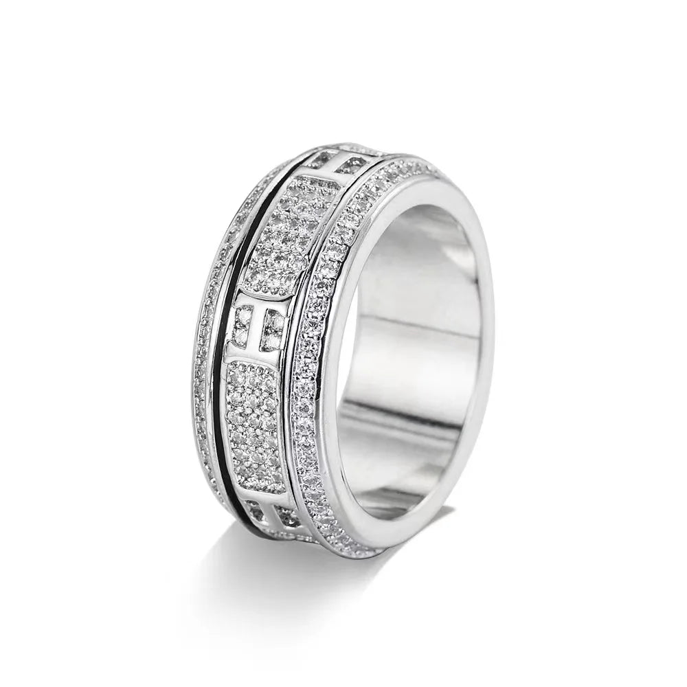 Zirconia rotating rings for men and women, a lucky and romantic gift for couples