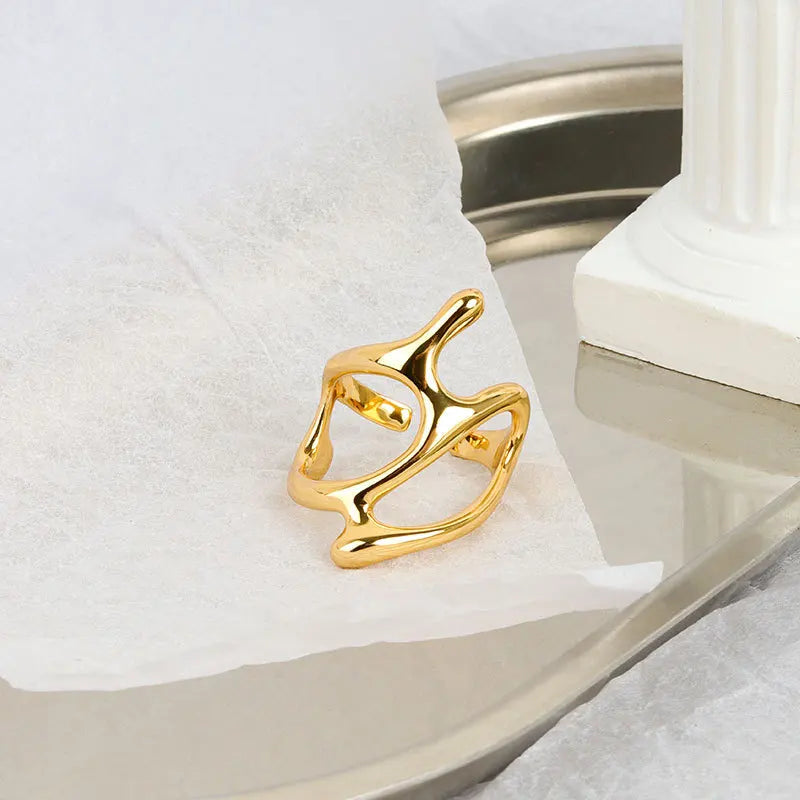 LATS New Fashion Designer Gold Silver Colour Water Drop Ring Woman Europe America Luxury Jewelry 2024 Trendy Accessories Gift