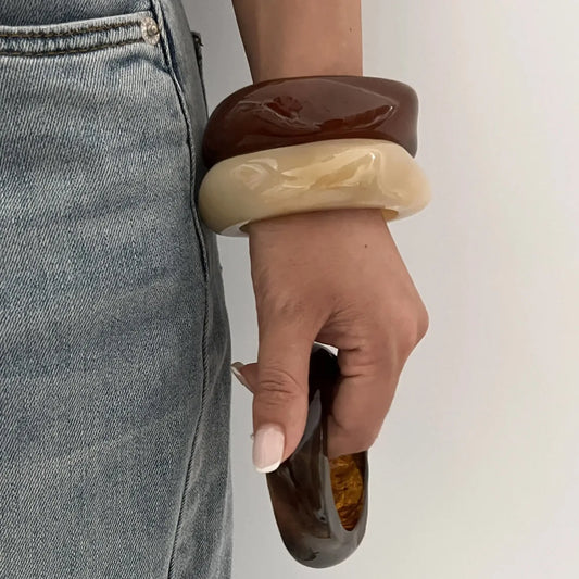 DIEZI Punk - Brazaletes grandes geométricos irregulares, moda hip hop, acrílicos, anchos, pulseras para mujeres y hombres, nuevo regalo, joyería