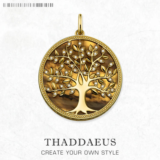 Pendants Elaborate Golden Tree Spring Jewelry 925 Sterling Silver Accessories Nature Gift For Women