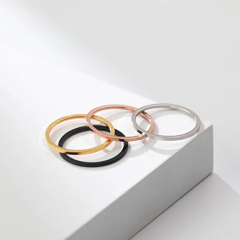 1mm Thin Stackable Ring Stainless Steel Plain Band Knuckle Midi Ring for Women Girl Size 3-10