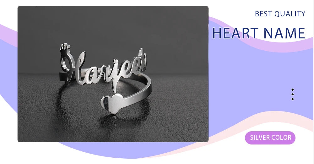 Custom Double First Name Finger Ring For Women Men Personalized Rings Couple Family Gift Gold Color Stainless Steel Jewelry