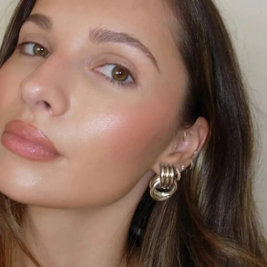 Retro Gold Plated Stainless Steel Texture Earrings for Women Circle Twist Geometric Statement Ear Stud Fashion Jewelry Bijoux