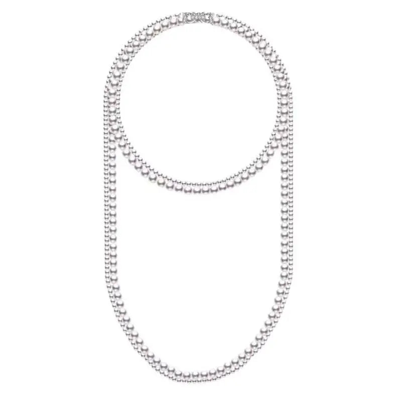 New Pearl Necklace Women Long Dress Accessories Double Layered Sweater Chain Light Luxury Necklace N1373