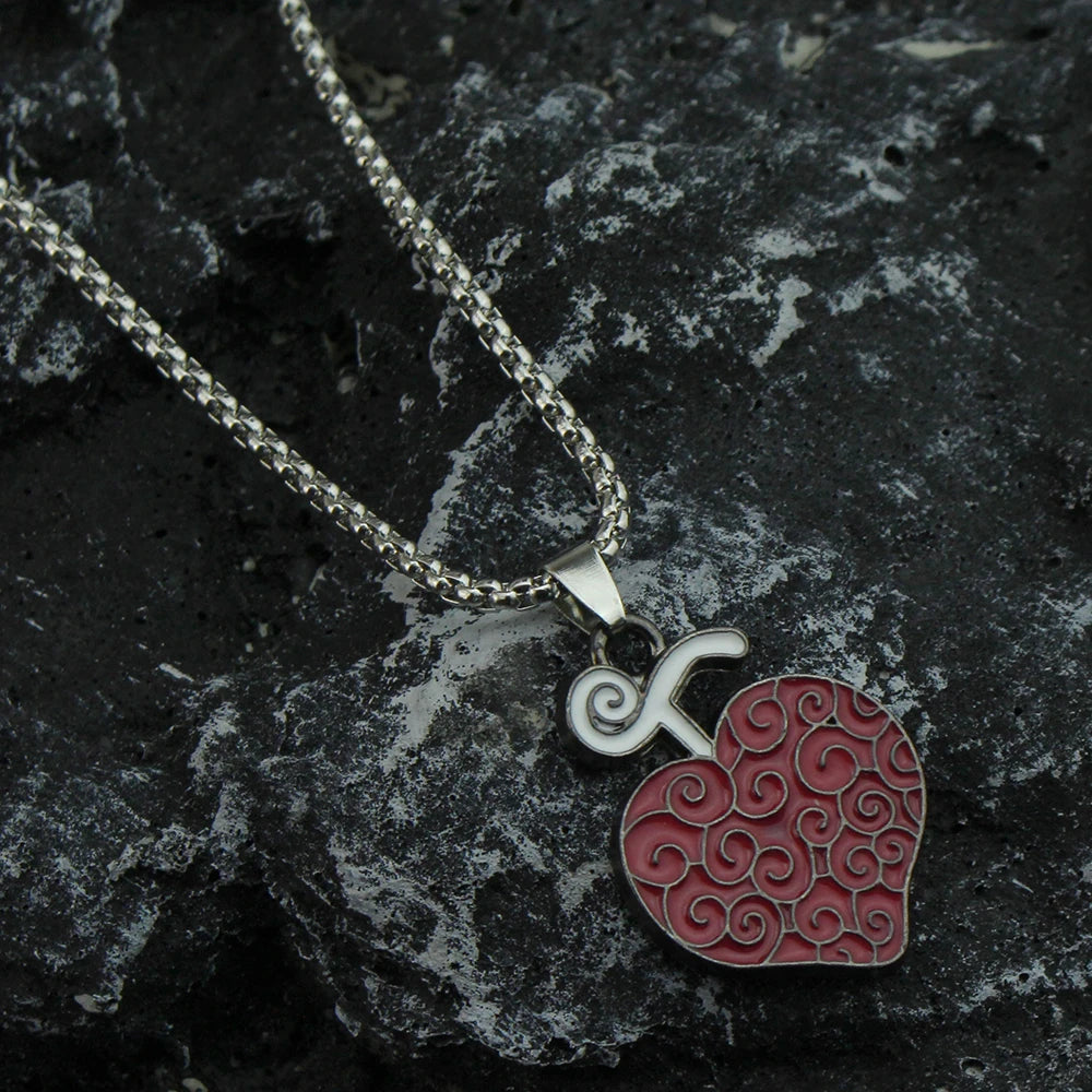 Anime Necklace for Women Men Metal Necklaces Ace Law Cursed Devil Fruit Jewelry Pendant Chains Choker Collares
