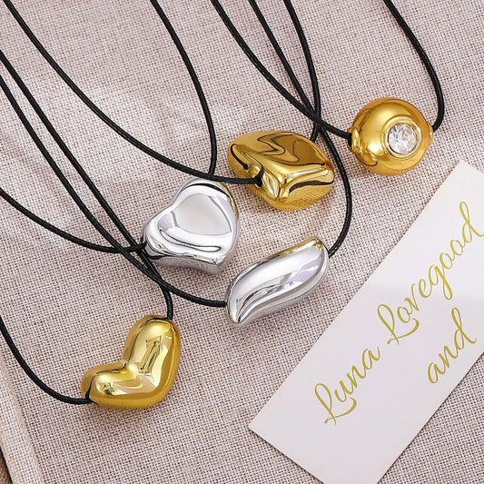 LATS Simple geometry Irregular ball love Heart-shaped knotted rope Necklace for women girl premium adjustable Necklaces Jewelry