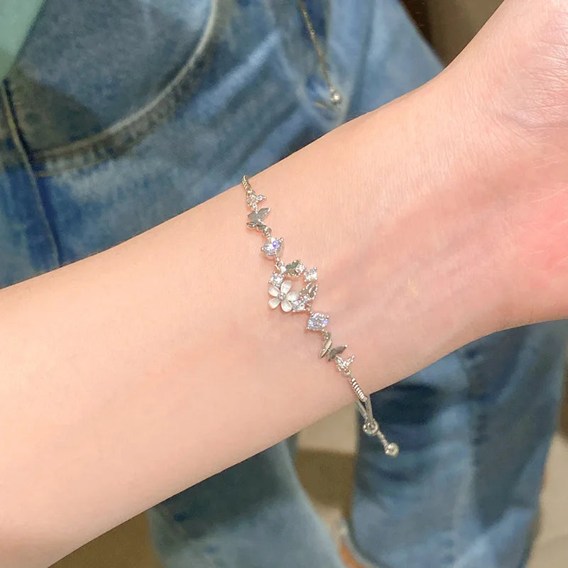 Exquisite Opal Tulip Zircon Bracelet for Women Fashionable Personalized Daily Accessory Party Jewelry Birthday Anniversary Gifts