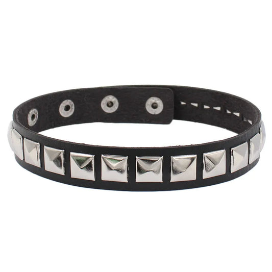 Gargantilla negra punk de cuero sintético con remaches cuadrados para mujer, collar estilo hip hop, joyería de fiesta para niñas, accesorios para el cuello 2022