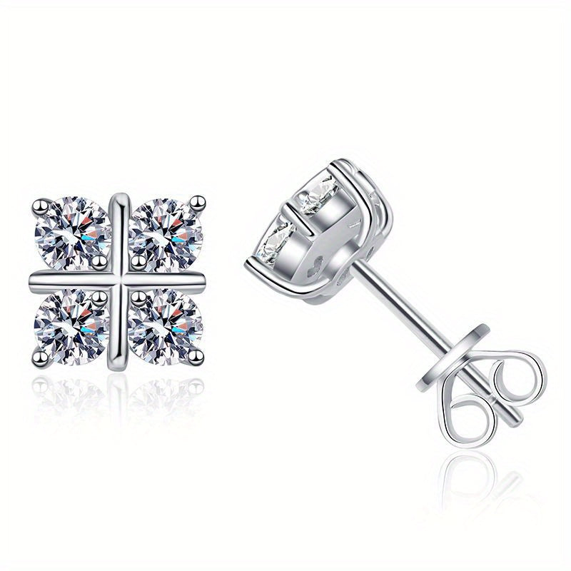 925 Sterling Silver Moissanite Stud Earrings Geometric Rhombus For Men Women Couple Jewelry Holiday Birthday Anniversary Mother's Day Gift