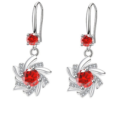 Elegant Waterdrop zirconia Blue Snowflake Earrings 18K Gold Plated Floral Ear Jewelry