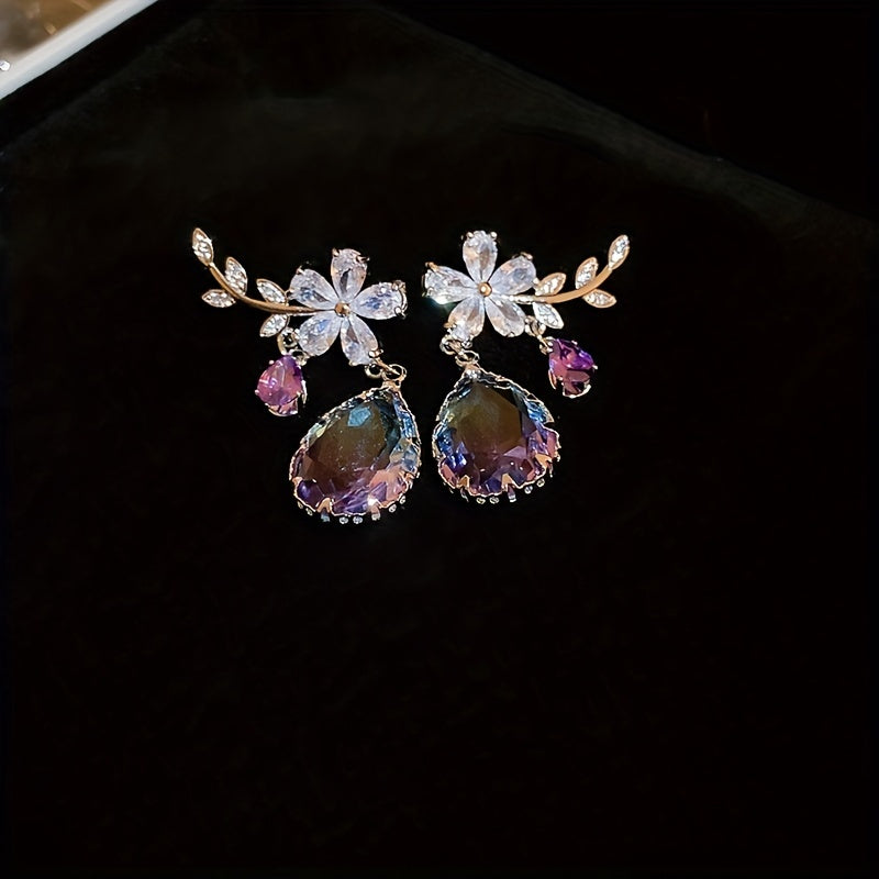 Flower & Teardrop Shape Drop Dangle Earrings Elegant Jewelry Gift For Women
