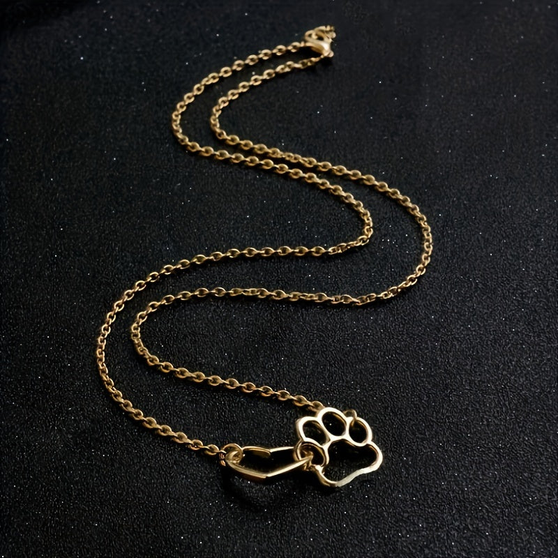 Simple Design Cute Dog Footprint Heart Shape Pendant Necklace Female Jewelry, Mother's Day Gift, Birthday Gift
