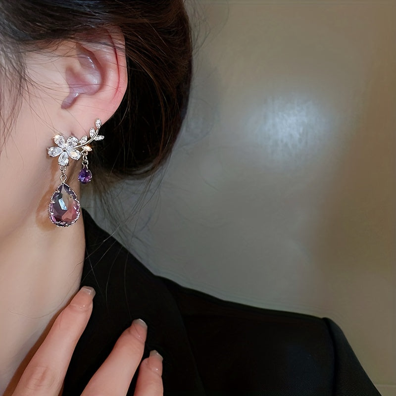 Flower & Teardrop Shape Drop Dangle Earrings Elegant Jewelry Gift For Women