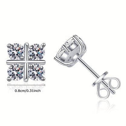 925 Sterling Silver Moissanite Stud Earrings Geometric Rhombus For Men Women Couple Jewelry  Holiday Birthday Anniversary Mother's Day Gift