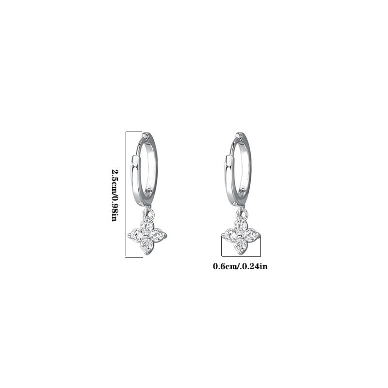 Sparkling Zircon Decor Dangle Earrings Luxury Japanese / Korean Style Copper Plated Jewelry Daily Casual