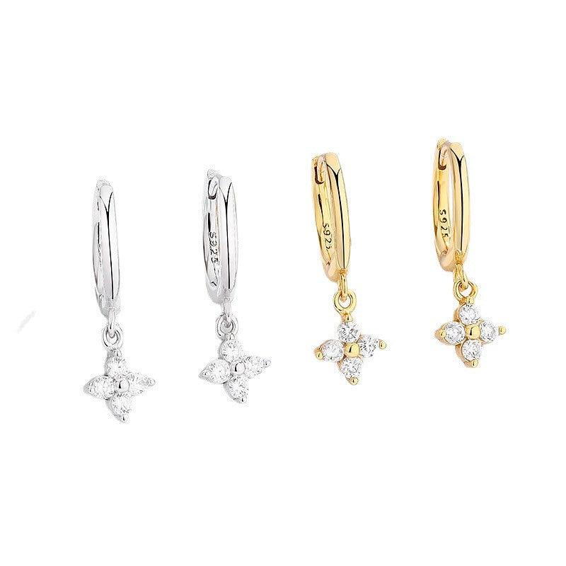 Sparkling Zircon Decor Dangle Earrings Luxury Japanese / Korean Style Copper Plated Jewelry Daily Casual