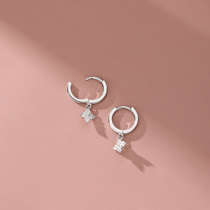 Sparkling Zircon Decor Dangle Earrings Luxury Japanese / Korean Style Copper Plated Jewelry Daily Casual