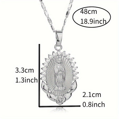 1pc Unique Virgin Mary Pendant Necklace - Three Colors Available, Stainless Steel Chain, Religious Symbol, Men's Fashion Jewelry, Ideal Gift