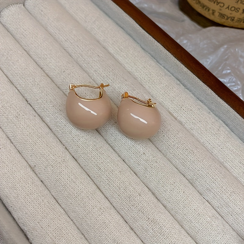 Chunky Enamel Hoop Earrings Simple Japanese / Korean Style Copper 18K Gold Plated Jewelry Trendy Female Gift
