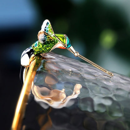 Cute Flying Hummingbird Oil Painting Earrings Enamel Hummingbird Stud Earrings Colorful Animal Elegant Jewelry For Women