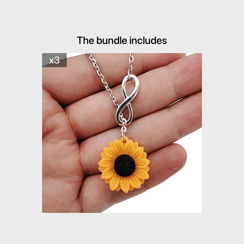 Vibrant Yellow Sunflower Heart Lariat Necklace - Infinity Charm, Bridal Flower, Sunflower Bridesmaid Daisy Jewelry with Delicate Chain and Durable Clasp