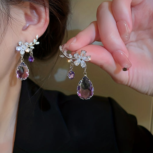 Flower & Teardrop Shape Drop Dangle Earrings Elegant Jewelry Gift For Women