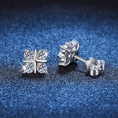 925 Sterling Silver Moissanite Stud Earrings Geometric Rhombus For Men Women Couple Jewelry  Holiday Birthday Anniversary Mother's Day Gift