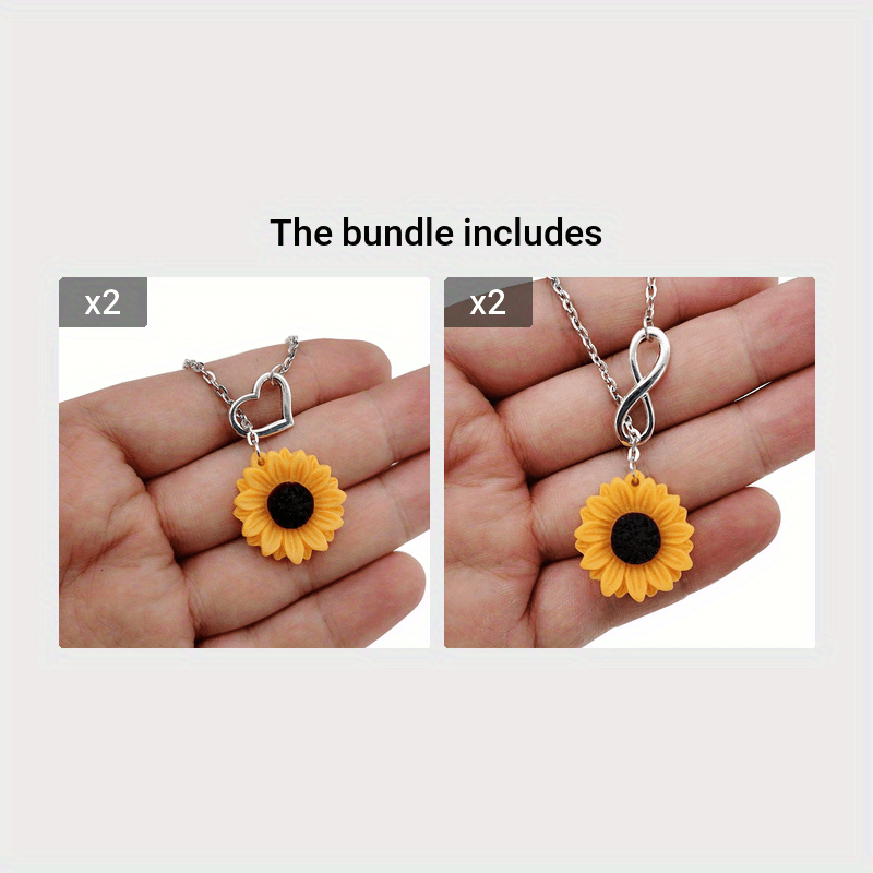 Vibrant Yellow Sunflower Heart Lariat Necklace - Infinity Charm, Bridal Flower, Sunflower Bridesmaid Daisy Jewelry with Delicate Chain and Durable Clasp