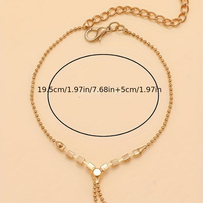 1pc Elegant Simple Style Silvery Plated Copper Anklet with Rhinestone Tassel Chain, Fashionable Claw Chain for Women