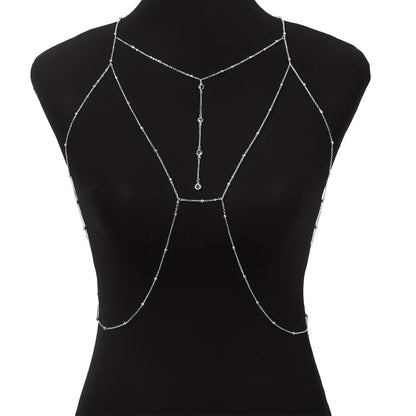 1 Fashionable Ultra-Shiny Women's Bra Chain Body Jewelry with Rhinestone Inlay, Suitable for Daily Wear, Parties, Nightclubs, Fashion Shows, and Fashion Photography
