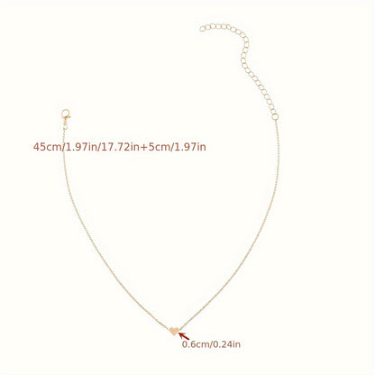 Delicate Heart-Shaped Pendant Necklace - Tiny Chain Choker for Women, Ethnic Bohemian Jewelry, Short Length, Dainty Gift Idea for Her, Perfect Accessory for Everyday Wear