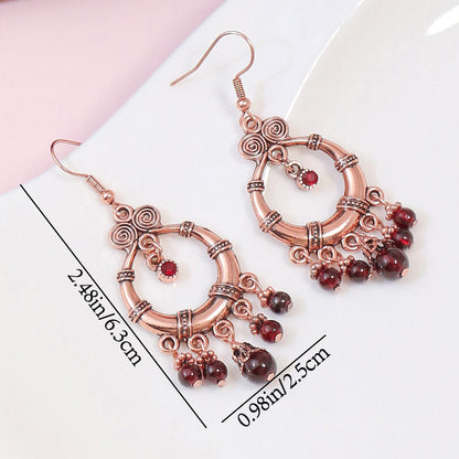 Boho Geometric Waterdrop Tassel Earrings for Women - Vintage Style Ear Jewelry