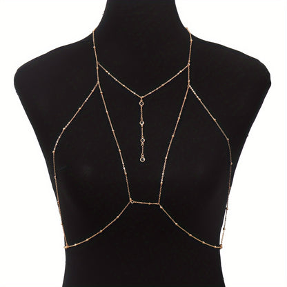 1 Fashionable Ultra-Shiny Women's Bra Chain Body Jewelry with Rhinestone Inlay, Suitable for Daily Wear, Parties, Nightclubs, Fashion Shows, and Fashion Photography