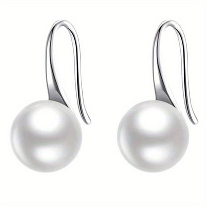 Elegant Faux Pearl Decor Hoop Earrings Elegant Japanese/ Korean Style Silver Plated Jewelry Banquet Party Ornaments