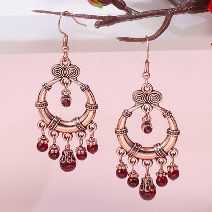 Boho Geometric Waterdrop Tassel Earrings for Women - Vintage Style Ear Jewelry