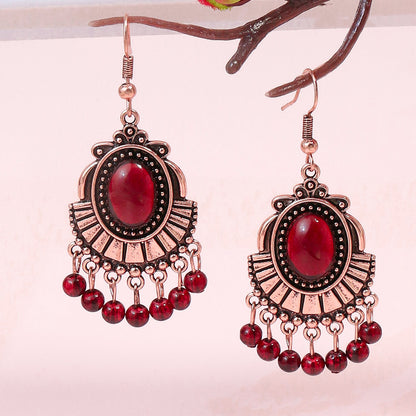 Boho Geometric Waterdrop Tassel Earrings for Women - Vintage Style Ear Jewelry