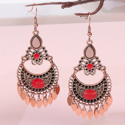 Boho Geometric Waterdrop Tassel Earrings for Women - Vintage Style Ear Jewelry
