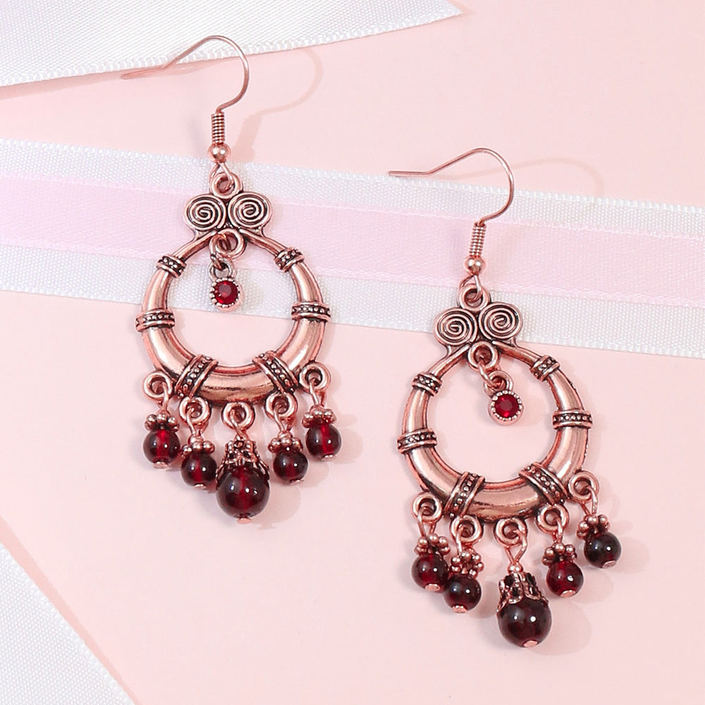 Boho Geometric Waterdrop Tassel Earrings for Women - Vintage Style Ear Jewelry