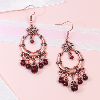 Boho Geometric Waterdrop Tassel Earrings for Women - Vintage Style Ear Jewelry