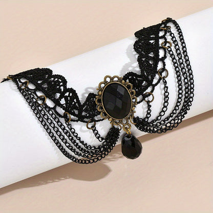 Elegant Multi-Layer Lace Anklet with Black Beads and Charms - Alloy, Perfect for Vacation & Casual Attire, Versatile Beach Foot Jewelry, Casual Wear Anklet|Sophisticated Style|Bead Embellishments