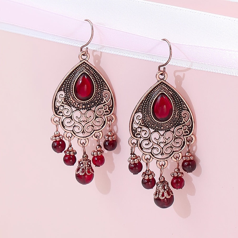 Boho Geometric Waterdrop Tassel Earrings for Women - Vintage Style Ear Jewelry