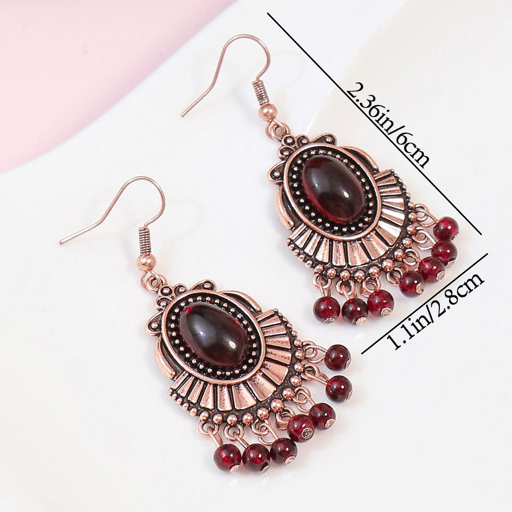 Boho Geometric Waterdrop Tassel Earrings for Women - Vintage Style Ear Jewelry