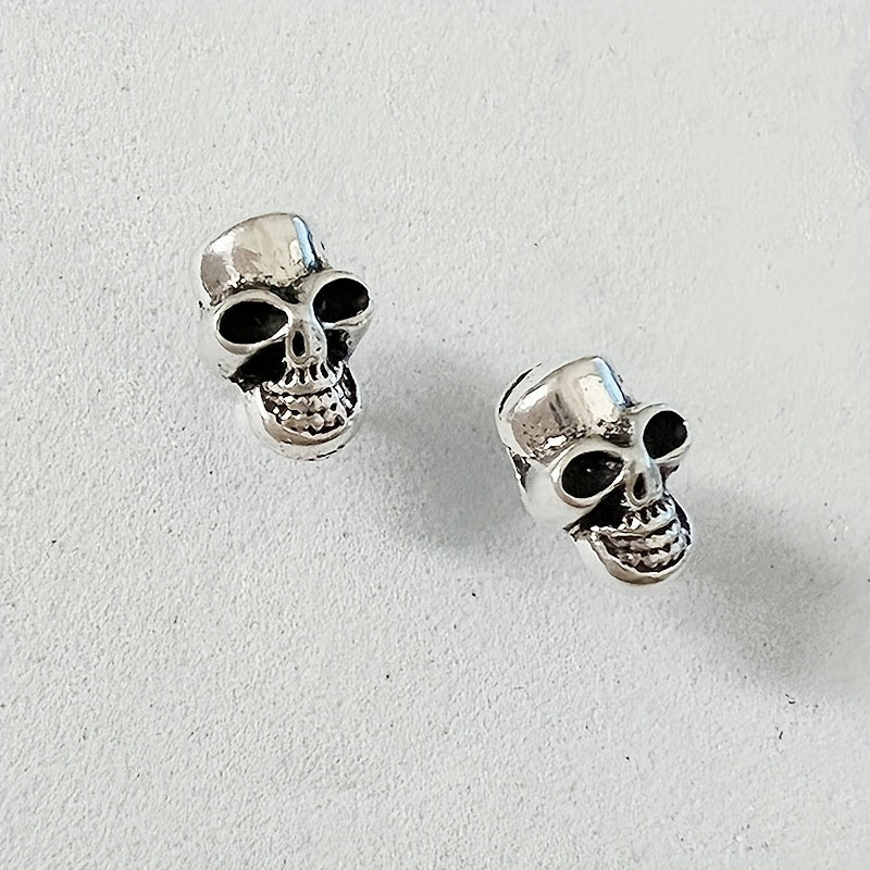 Halloween Silvery Skeleton Design Dangle Earrings Retro Goth Style Alloy Jewelry Ghost Festival Ornaments