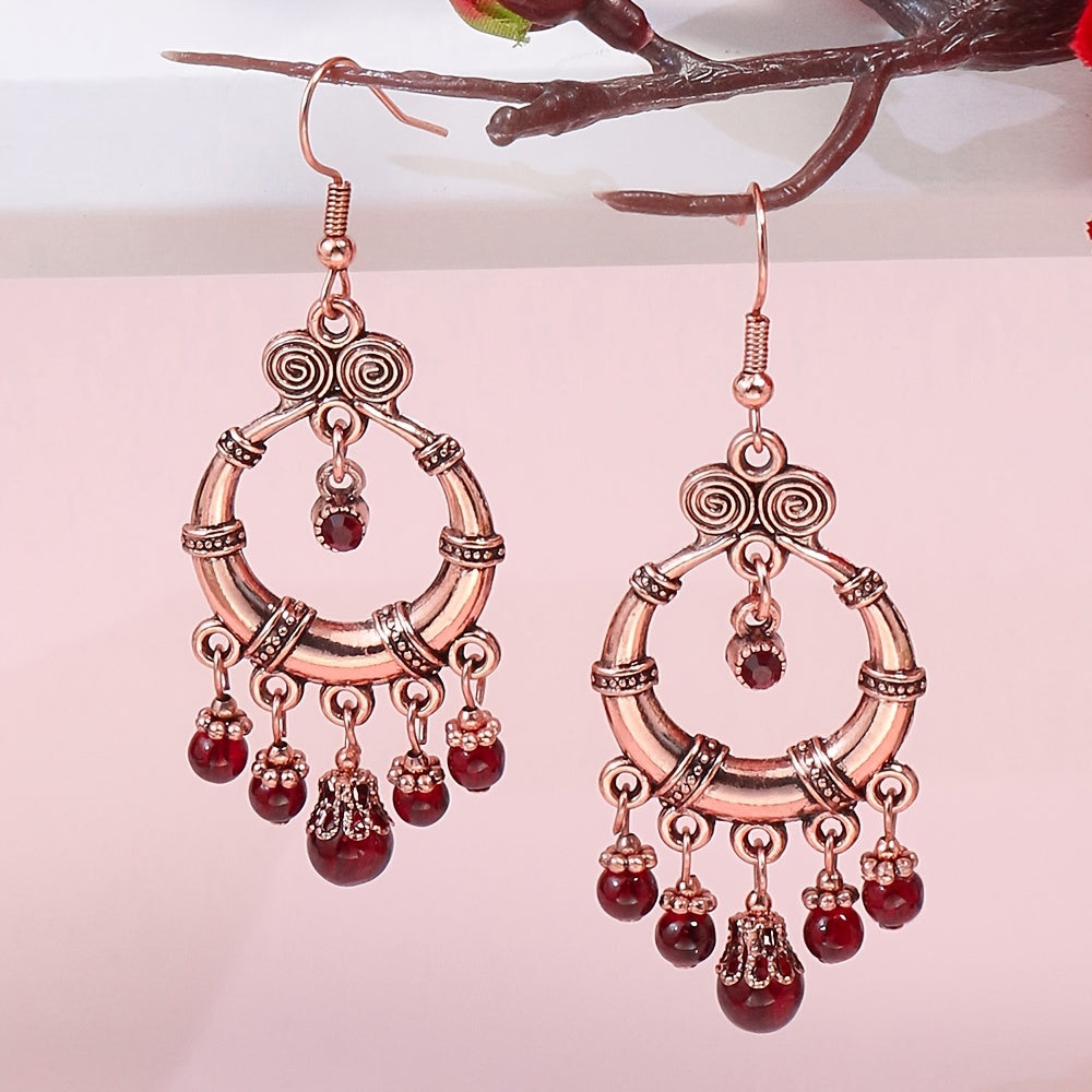 Boho Geometric Waterdrop Tassel Earrings for Women - Vintage Style Ear Jewelry